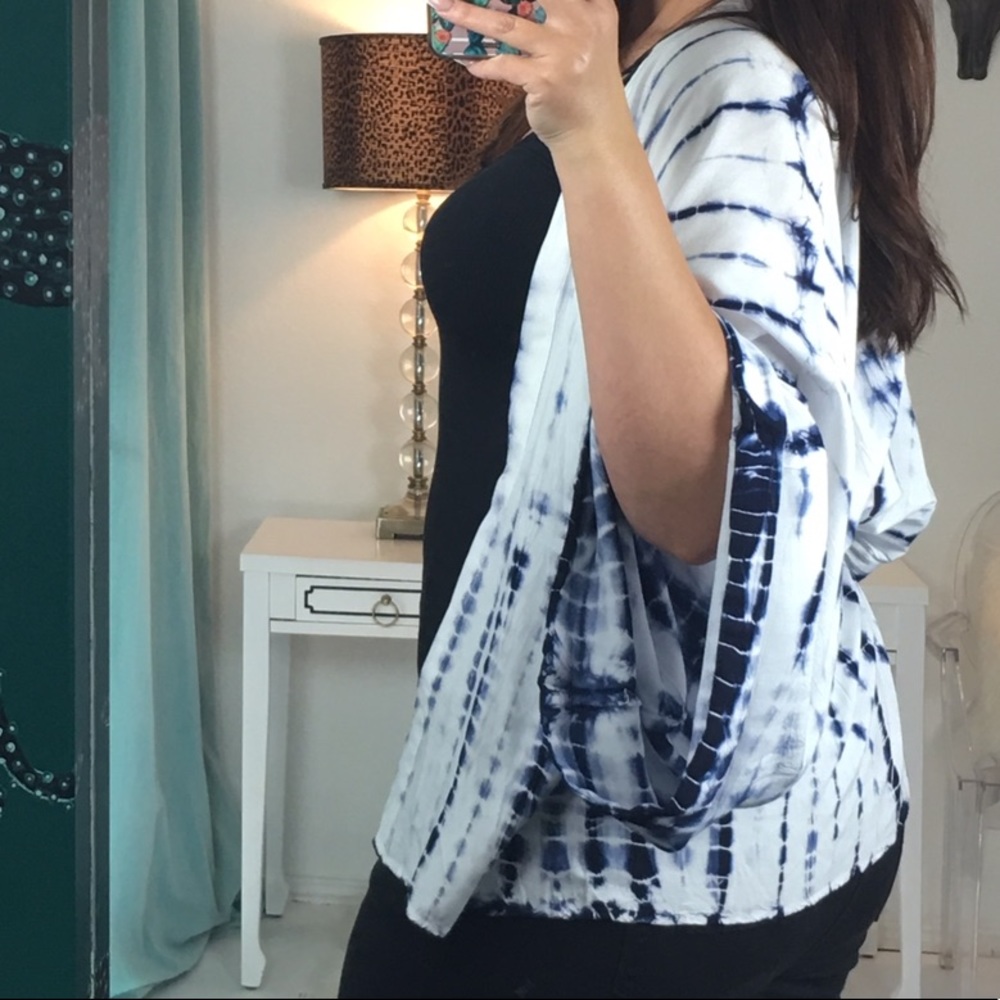 Tie-Dye Kimono Duster Statement Sleeve Duster 70s - Picture 6 of 8